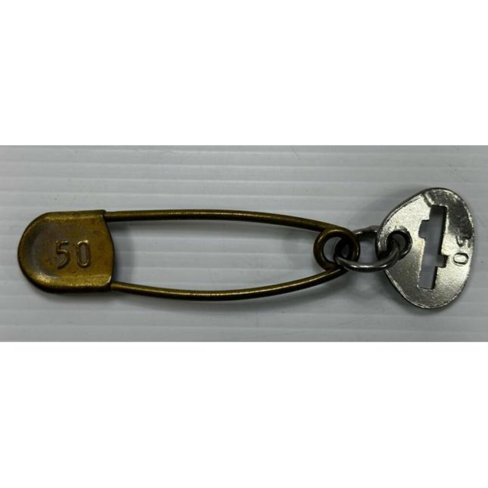 Vintage 5” Key Tag Large Metal Safety Pin Military Laundry 50
